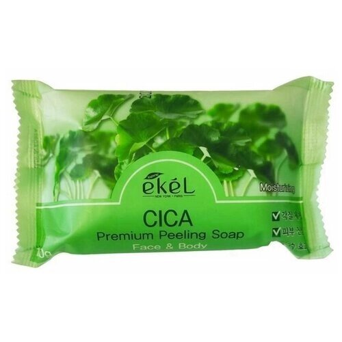 EKEL Мыло-скраб для лица и тела центелла азиатская Premium Peeling Soap Cica, 150 г