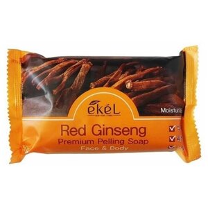 [EKEL] Мыло-скраб для лица и тела красный женьшень Premium Peeling Soap Red Ginseng, 150 г