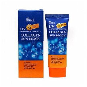 Ekel UV soothing & moisture collagen sun block, 70мл Крем для лица солнцезащитный с коллагеном
