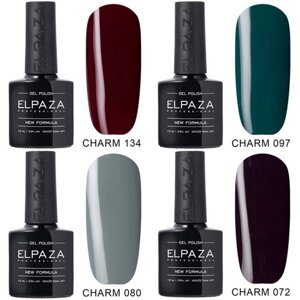 ELPAZA CHARM Professional/Гель-лак/ Набор 4 шт по 10 мл Цвета: 134-Сомелье;097-Изумрудный город;080-Муссон;072-Вечерняя пробежка