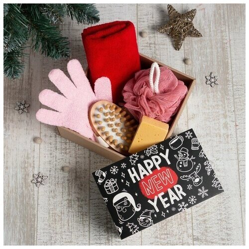 Этель Подарочный набор Этель "Happy new year", полотенце 30х60 см и аксессуары