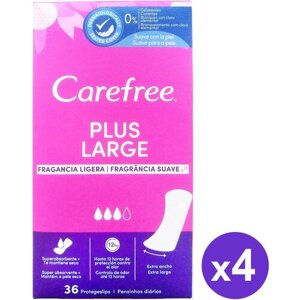 Ежедневные женские прокладки Carefree Plus Large (144 шт) легкий аромат, 3 капли, 4 уп по 36 шт, ежедневки Кефри