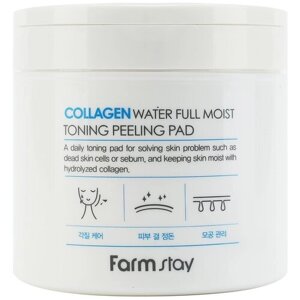 FarmStay~Очищающие пилинг-пэды с коллагеном~Collagen Water Full Moist Toning Peeling Pad