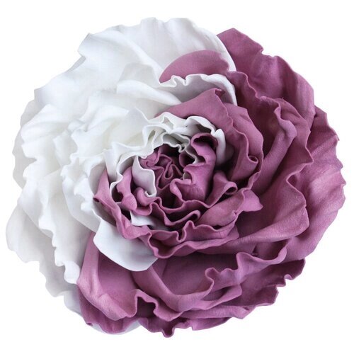 Фиолетово-белая роза заколка-брошь цветок большой 180127мп
