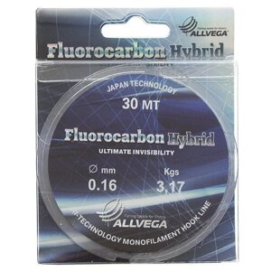 Флюорокарбоновая леска ALLVEGA Fluorocarbon Hybrid d=0.16 мм, 30 м, 3.17 кг, прозрачный, 1 шт.
