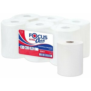 FOCUS Полотенца бумажные рулонные 150 м focus (система h1) extra quick, втулка 50 мм, 2-слойные, белые, комплект 6 рулонов, 5046577