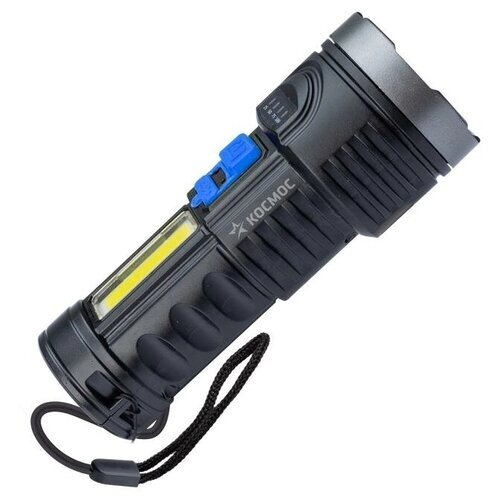Фонарь аккумуляторный ручной LED 3Вт + COB 3Вт аккум. Li-ion 18650 1.2А. ч индикатор USB-шнур ABS-пластик | код. KOS115Lit | космос (7шт. в упак.)