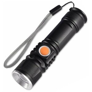 Фонарь LED SimpleShop светодиодный для охоты и рыбалки, ручной аккумуляторный, тактический фонарик охотничий с USB зарядкой от сети.