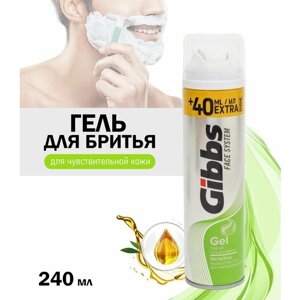 Гель для бритья GIBBS Face System Sensitive для чувствительной кожи, 240 мл