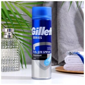 Гель для бритья Gillette Series 3x Sensitiv очищяющий с углем, 200 мл