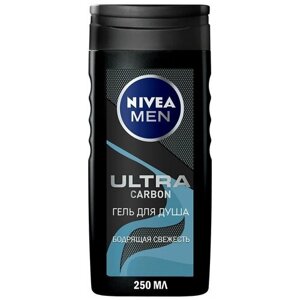 Гель для душа мужской NIVEA Ultra carbon, 250 мл - 4 шт.