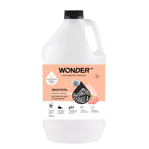 Гель для мытья рук и умывания WONDER Lab, Розовые персики, 3,78 л