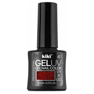 Гель-лак для ногтей KIKI оттенок 41 GEL UV&LED, красный с блестками, 6 мл