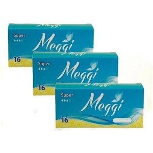 Гигиенические тампоны Meggi Super 16 (Набор/3 пачки/48 штук)