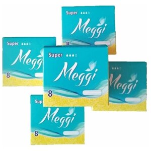 Гигиенические тампоны Meggi Super 8 (Набор/5 пачек/40 штук)