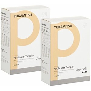 Гигиенические тампоны с аппликатором YUKAMITSU Super Plus, для очень обильных выделений, набор 2х12 шт
