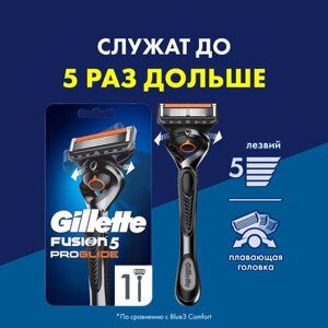 Gillette Fusion5 ProGlide Мужская Бритва , 1 кассета, с 5 лезвиями с углеродным покрытием, с технологией FlexBall, с триммером