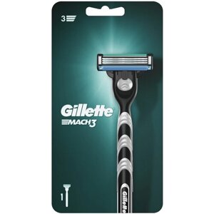 Gillette Mach3 Мужская Бритва , 1 кассета, с 3 лезвиями, прочнее, чем сталь, для точного бритья