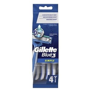 Gillette Станок бритвенный одноразовый Gillette Blue Simple3, 4 шт.