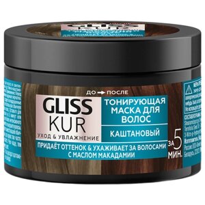Gliss Kur Тонирующая маска для волос 2-в-1, Каштановый, 150 мл, банка