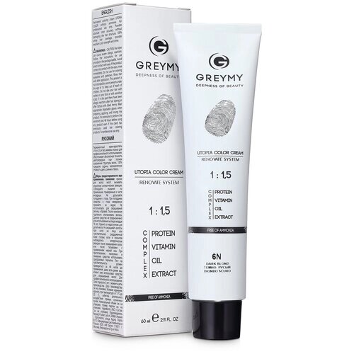 GREYMY Перманентная краска для волос Utopia Color Cream, 6P Жемчужный темно-русый, 60 мл