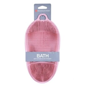 Губка-варежка для мытья тела, силиконовая, пудровая, Bath