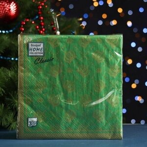 HOME Салфетки бумажные "Home Collection Classic" Корона империи Зеленая, 3 слоя, 33x33, 20 листов