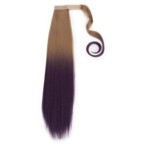 Хвост накладной, прямой волос, на резинке, 60 см, 100 гр, цвет русый/фиолетовый (SHT24/SHT834)