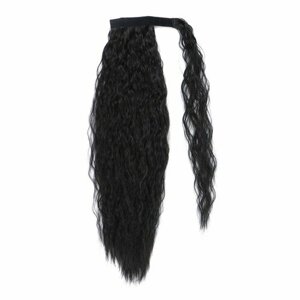 Хвост накладной, волнистый волос, на резинке, 60 см, 100 гр, цвет черный (SHT3)В упаковке шт: 1