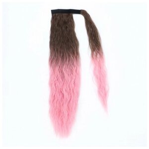 Хвост накладной, волнистый волос, на резинке, 60 см, 100 гр, цвет розовый/каштановый (SHT12C/SHT311)
