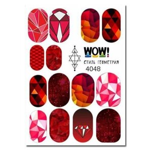 I AM WOW слайдер для ногтей. геометрия /наклейка на водной основе для маникюра декора дизайна/ Красный драгоценный камень, Рубин, Алмаз, Текстура