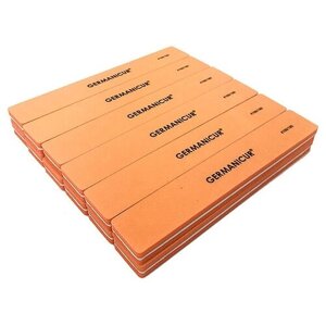 Инструменты для маникюра и педикюра GERMANICUR Пилка-шлифовщик прямая широкая для ногтей GM-908 (100/180) GERMANICUR оранжевая 12 шт