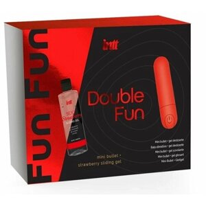 INTT Подарочный набор Double Fun: перезаряжаемая вибропуля и гель на водной основе