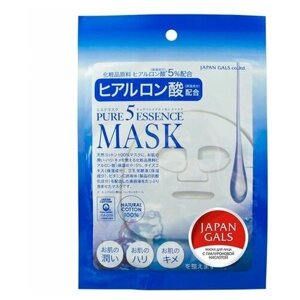 Japan Gals Pure 5 Essense Маска для лица с гиалуроновой кислотой 1 шт
