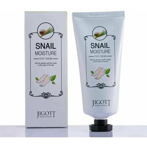 Jigott Крем для ног "Real moisture snail foot cream" с муцином улитки, 100 мл