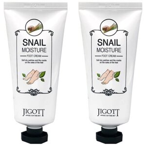 Jigott Набор увлажняющих кремов для ног с экстрактом улитки Snail Moisture Foot Cream 100 мл*2