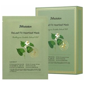 JM Solution Тканевая маска для лица успокаивающая с экстрактом гуттуинии JMsolution Releaf Fit Heartleaf Mask, 2 шт. 35 мл