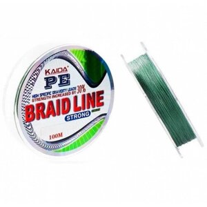 KAIDA Плетеный шнур BRAID LINE strong зеленая 100m 0.14мм 6.7кг