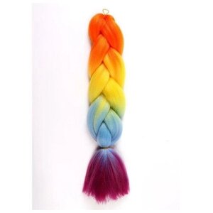 Канекалон четырёхцветный, гофрированный, 60 см, 100 гр, цвет радуга