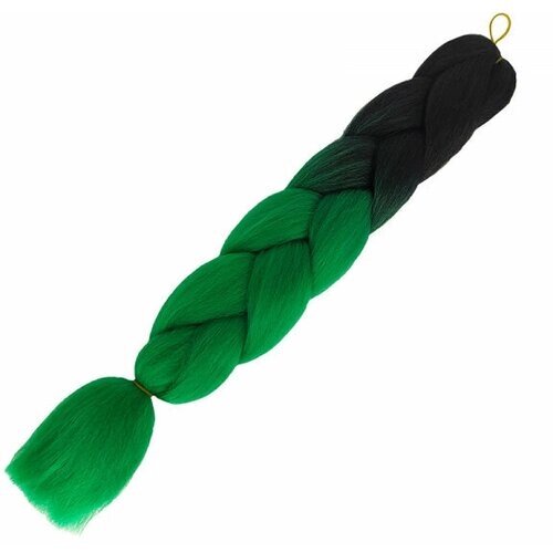 Канекалон коса 60 см, омбре из черного в зеленый