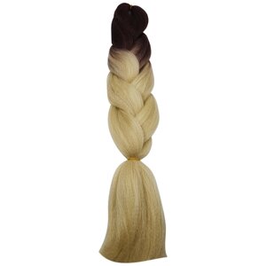 Канекалон омбре коричневый/светло-золотистый , канекалон двухцветный , канекалон для волос 60 см , синтетические пряди для плетения