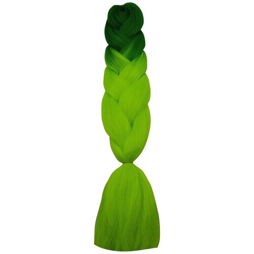 Канекалон омбре зеленый неон , канекалон двухцветный , канекалон для волос 60 см , синтетические пряди для плетения