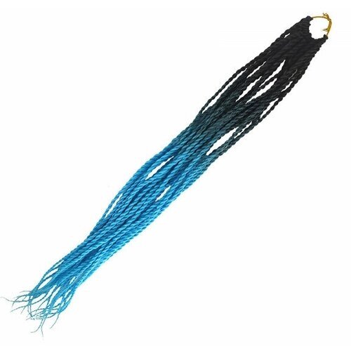 Канекалон Сенегальские косы 65 см, омбре из черного в голубой