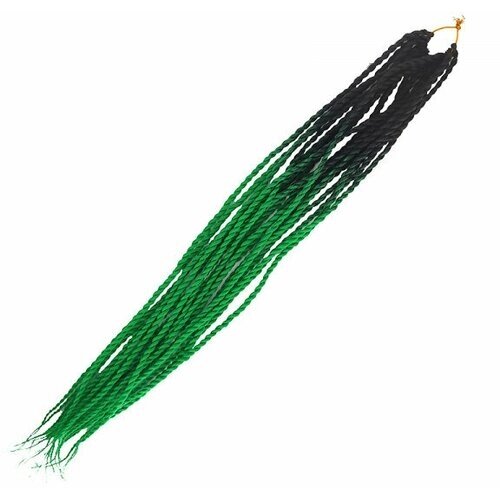 Канекалон Сенегальские косы 65 см, омбре из черного в зеленый