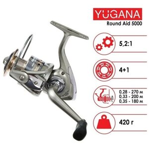 Катушка YUGANA Round aid 5000 4+1 подшипник, 5.2:1