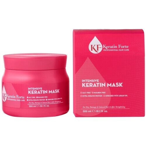 Кератиновая питательная маска для сухих, окрашенных и поврежденных волос (Keratin Forte) 500 мл.
