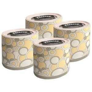 KG75364/4 Набор Бумажные салфетки для лица Kleenex, круглая коробка, желтые круги, 3-сл, 64 шт х4 уп