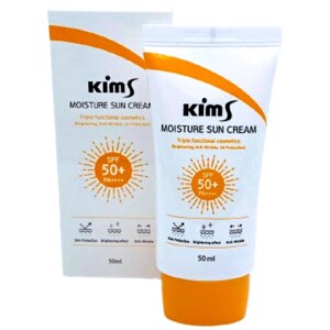 Kims, Увлажняющий солнцезащитный крем для лица Kims Moisture Sun Cream SPF 50+ PA Triple Function
