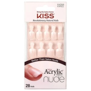 Kiss Набор накладных ногтей с клеем "Безупречный нюд" короткой длины 28шт, Nude Nails KAN01PL