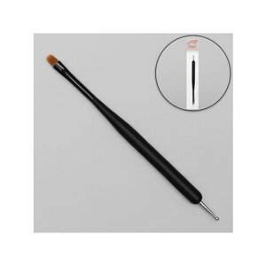 Кисть-дотс для дизайна ногтей, плоская, прямая, 15 см, ворс 9 5 мм, цвет матовый чёрный